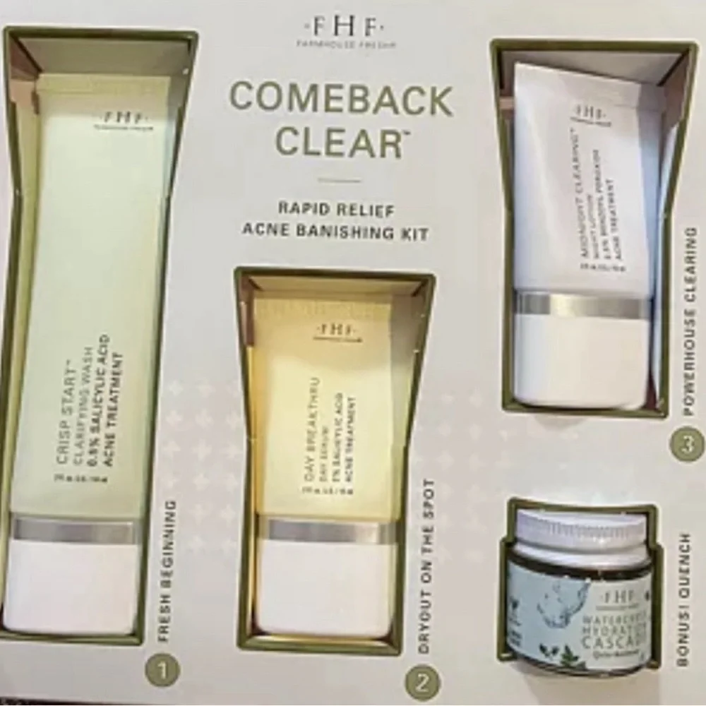 NWT - FarmHouse Fresh Acne Kit COMEBACK CLEAR RAPID RELIEF 4 Sealed Items - Picture 5 of 5